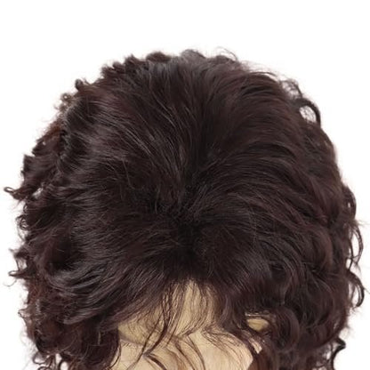 GNIMEGIL Long Brown Wigs for Men - Synthetic Layered Wavy Cosplay Party Wig 70s 80s Punk Rocker California Wig with Bangs Avelisse