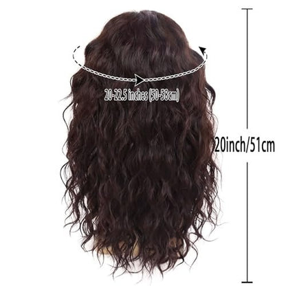 GNIMEGIL Long Brown Wigs for Men - Synthetic Layered Wavy Cosplay Party Wig 70s 80s Punk Rocker California Wig with Bangs Avelisse