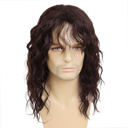 GNIMEGIL Long Brown Wigs for Men - Synthetic Layered Wavy Cosplay Party Wig 70s 80s Punk Rocker California Wig with Bangs Avelisse