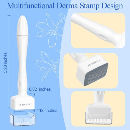 ANSIOVON Derma Stamp - Microneedling Stamp for Hair, Face, Scalp, Beard - At-Home Micro Needle Dermastamp for Women and Men