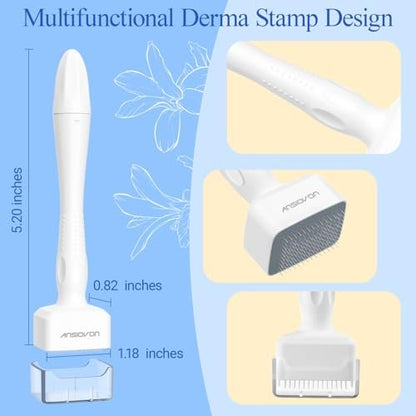 ANSIOVON Derma Stamp - Microneedling Stamp for Hair, Face, Scalp, Beard - At-Home Micro Needle Dermastamp for Women and Men