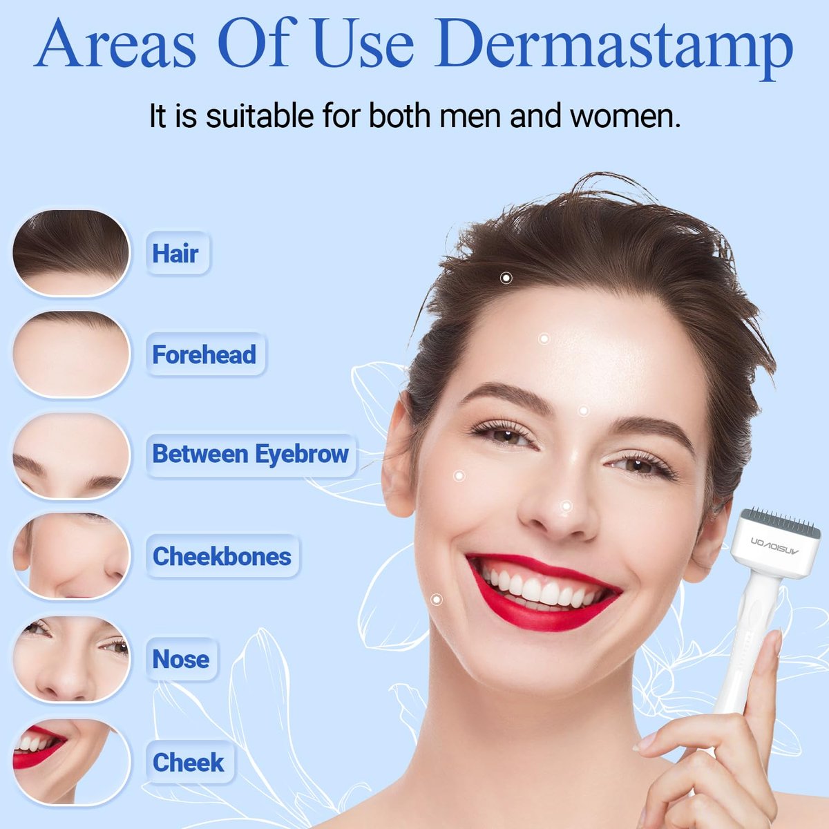ANSIOVON Derma Stamp - Microneedling Stamp for Hair, Face, Scalp, Beard - At-Home Micro Needle Dermastamp for Women and Men - görsel 7