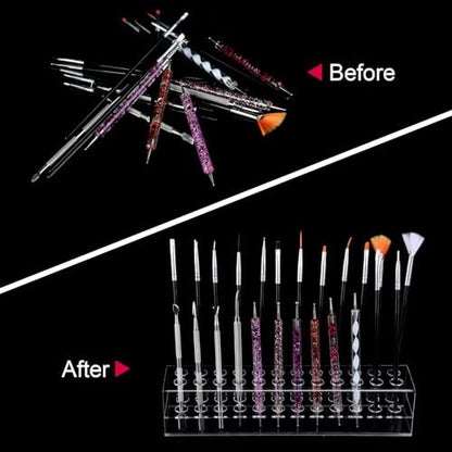 Wiojtry Clear Acrylic Nail Art Tool Organizer – Brush Holder & Storage Case for Nail Technicians