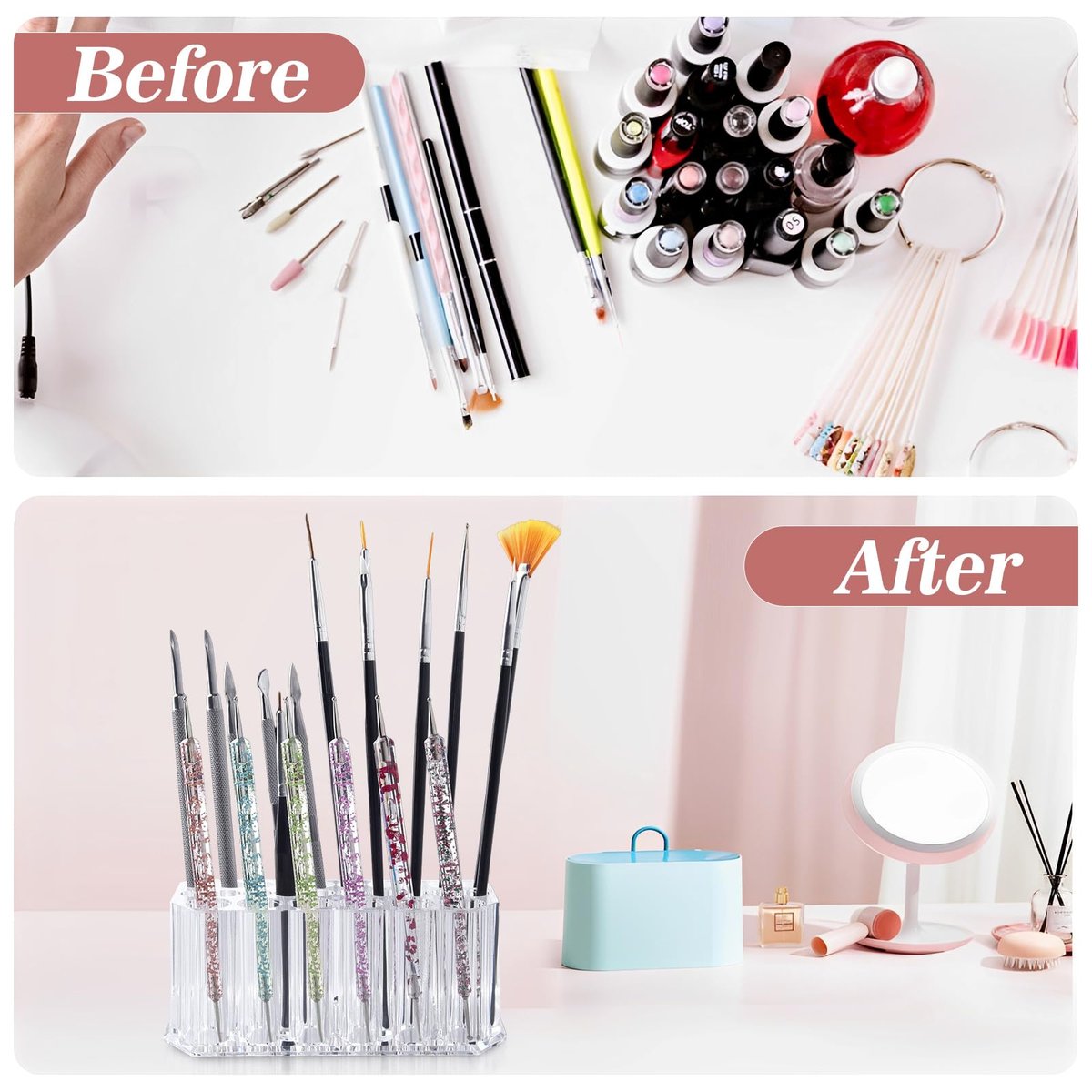 Wiojtry Clear Acrylic Nail Art Tool Organizer – Brush Holder & Storage Case for Nail Technicians - görsel 15