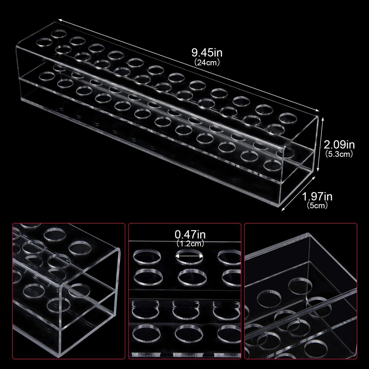 Wiojtry Clear Acrylic Nail Art Tool Organizer – Brush Holder & Storage Case for Nail Technicians - görsel 3
