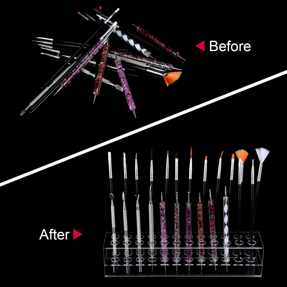 Wiojtry Clear Acrylic Nail Art Tool Organizer – Brush Holder & Storage Case for Nail Technicians - görsel 7