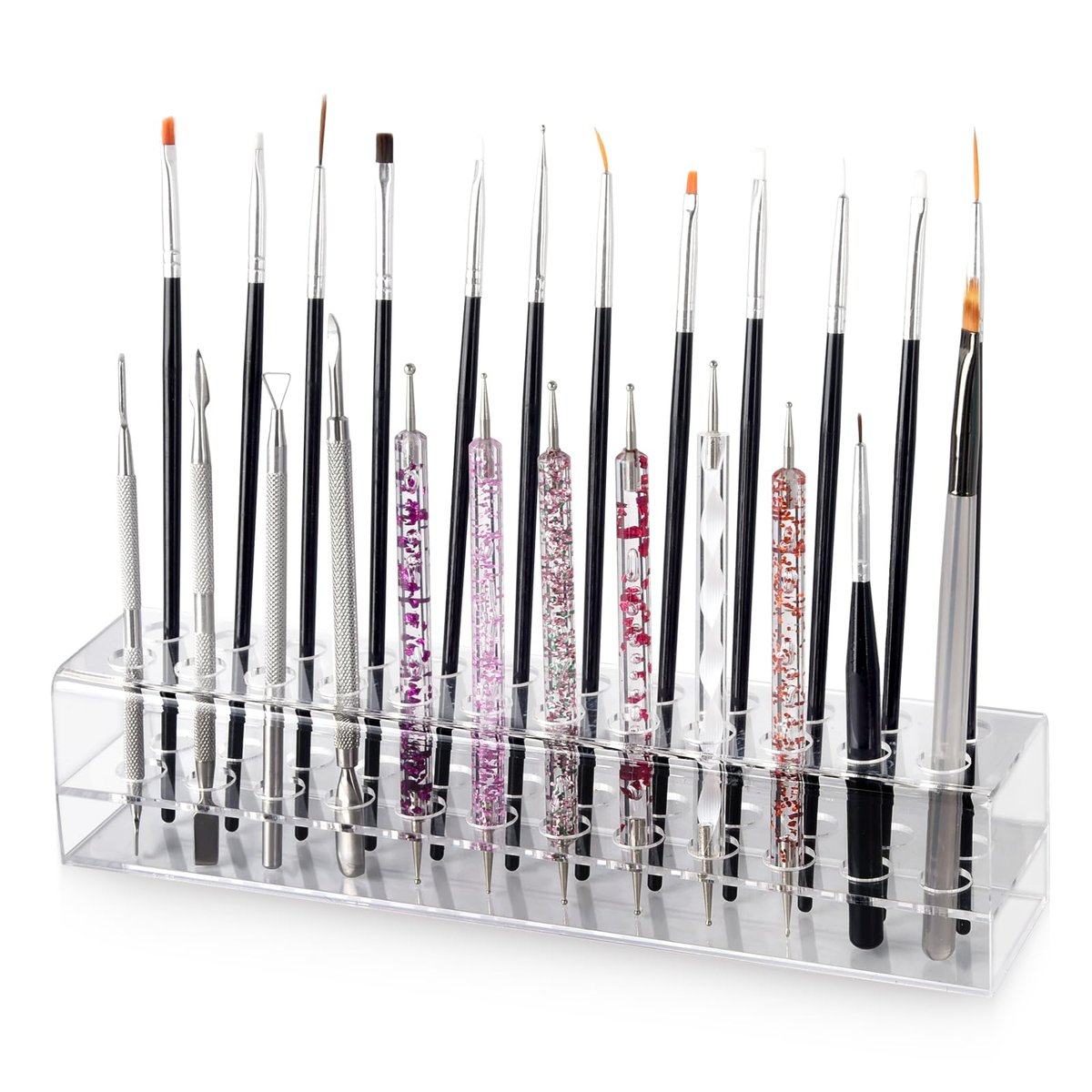 Wiojtry Clear Acrylic Nail Art Tool Organizer – Brush Holder & Storage Case for Nail Technicians - görsel 1