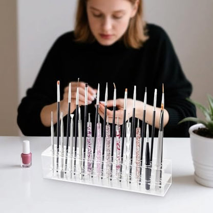 Wiojtry Clear Acrylic Nail Art Tool Organizer – Brush Holder & Storage Case for Nail Technicians
