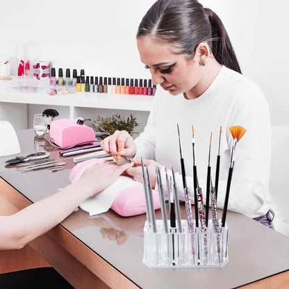 Wiojtry Clear Acrylic Nail Art Tool Organizer – Brush Holder & Storage Case for Nail Technicians
