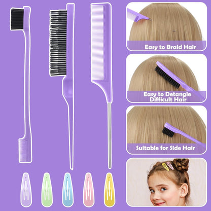 36 Colors Hair Rubber Bands for Hair, 2500 Pcs Elastic Hair Bands with 11 Hair Styling Tools, Colorful Elastic Hair Ties Toddler Hair Accessories for Girls Kids