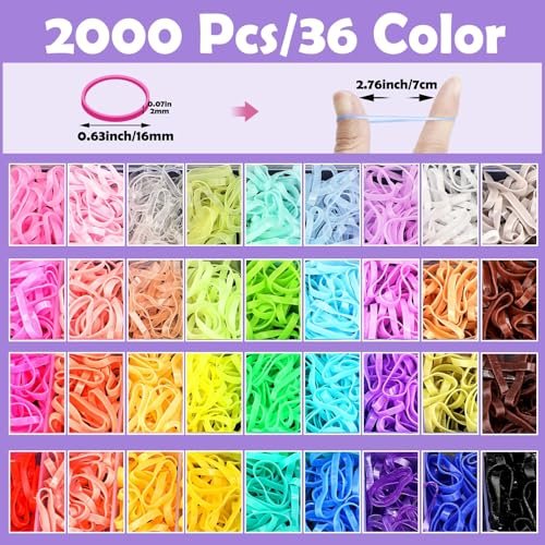 36 Colors Hair Rubber Bands for Hair, 2500 Pcs Elastic Hair Bands with 11 Hair Styling Tools, Colorful Elastic Hair Ties Toddler Hair Accessories for Girls Kids - görsel 6