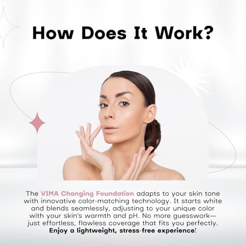 Vima Color Changing Foundation with Sunscreen – Fragrance-Free, Paraben-Free, Vegan Makeup – Lightweight, Long-Lasting Coverage – 1 fl oz Avelisse