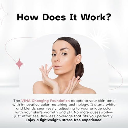 Vima Color Changing Foundation with Sunscreen – Fragrance-Free, Paraben-Free, Vegan Makeup – Lightweight, Long-Lasting Coverage – 1 fl oz Avelisse