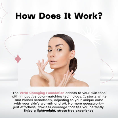 Vima Color Changing Foundation with Sunscreen – Fragrance-Free, Paraben-Free, Vegan Makeup – Lightweight, Long-Lasting Coverage – 1 fl oz Avelisse