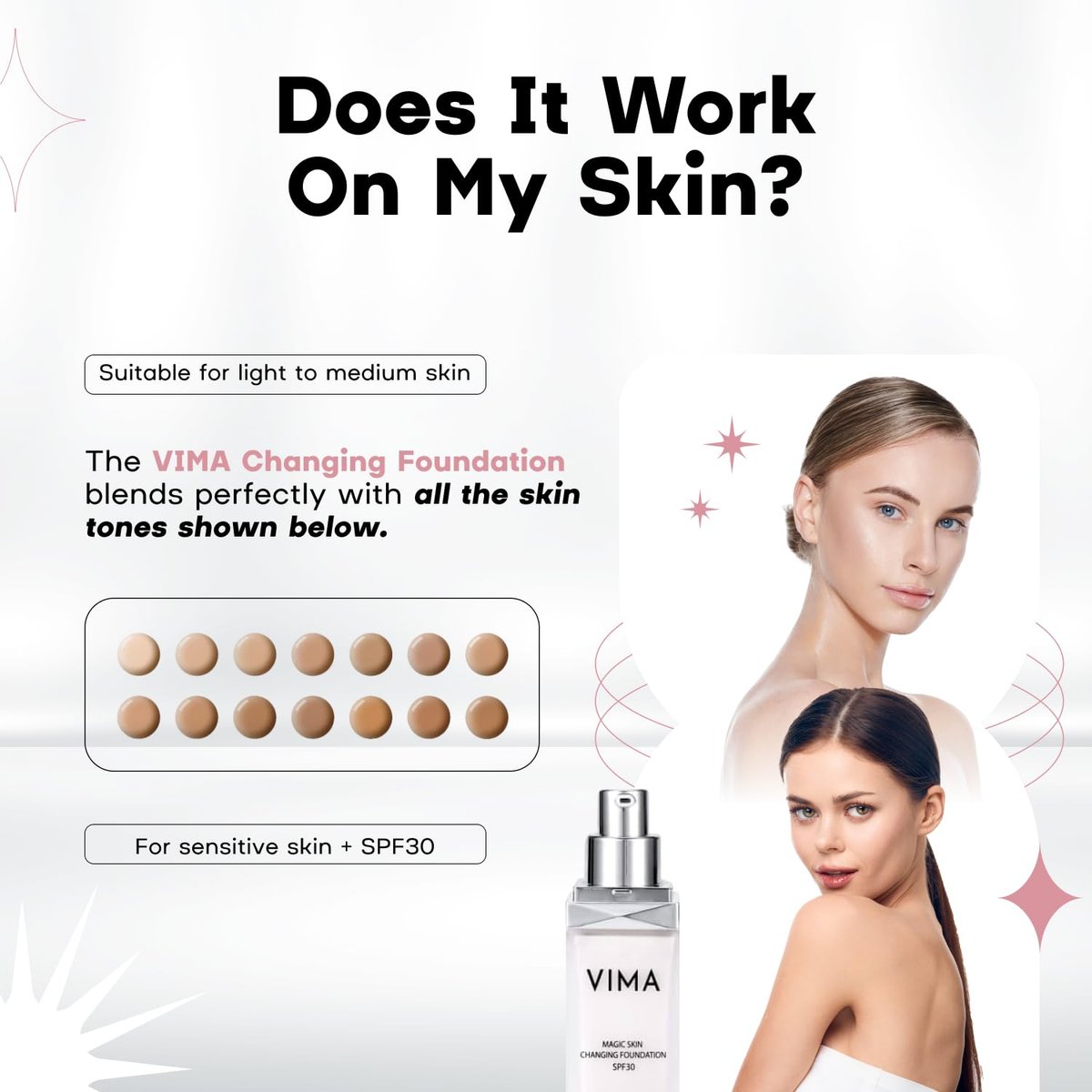 Vima Color Changing Foundation with Sunscreen – Fragrance-Free, Paraben-Free, Vegan Makeup – Lightweight, Long-Lasting Coverage – 1 fl oz Avelisse