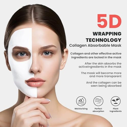 Dianzan Korean Overnight Bio-Collagen Mask – Deep Moisturizing, Firming, Glowing Glass Skin Mask for Sensitive Skin (4 Pack)