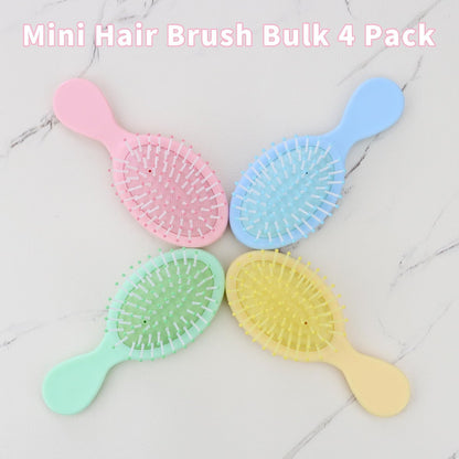 Mini Wet Hair Brush Travel Detangler - 4 Pack Pocket Hair Brushes for Men Women, Soft Bristles Small Paddle Brush for All Hair Types (Pink, Yellow, Blue, Green)