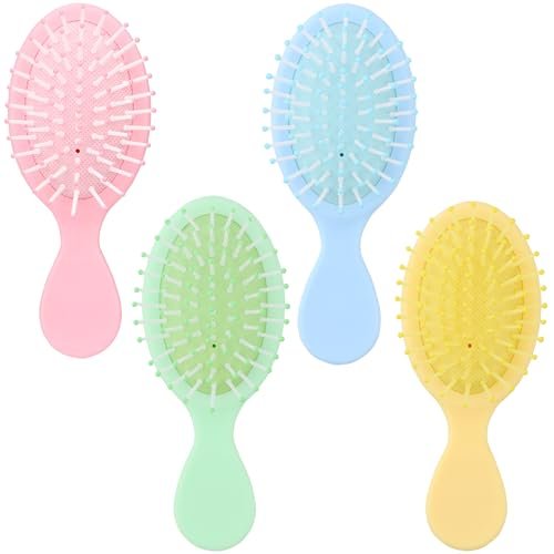 Mini Wet Hair Brush Travel Detangler - 4 Pack Pocket Hair Brushes for Men Women, Soft Bristles Small Paddle Brush for All Hair Types (Pink, Yellow, Blue, Green) - görsel 2