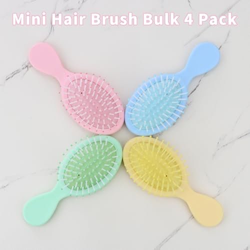 Mini Wet Hair Brush Travel Detangler - 4 Pack Pocket Hair Brushes for Men Women, Soft Bristles Small Paddle Brush for All Hair Types (Pink, Yellow, Blue, Green) - görsel 14