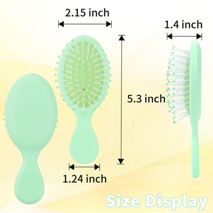 Mini Wet Hair Brush Travel Detangler - 4 Pack Pocket Hair Brushes for Men Women, Soft Bristles Small Paddle Brush for All Hair Types (Pink, Yellow, Blue, Green)