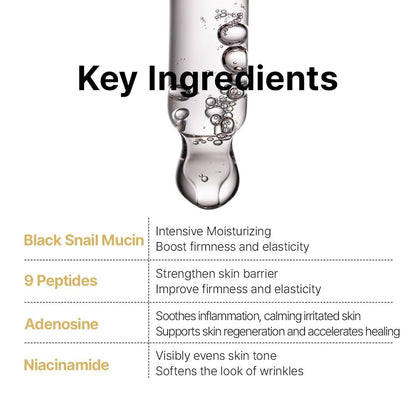 Farmstay Black Snail & Peptide9 Perfect Ampoule - Korean Snail Mucin Serum for Elasticity & Glow, 1.18 Fl Oz Avelisse