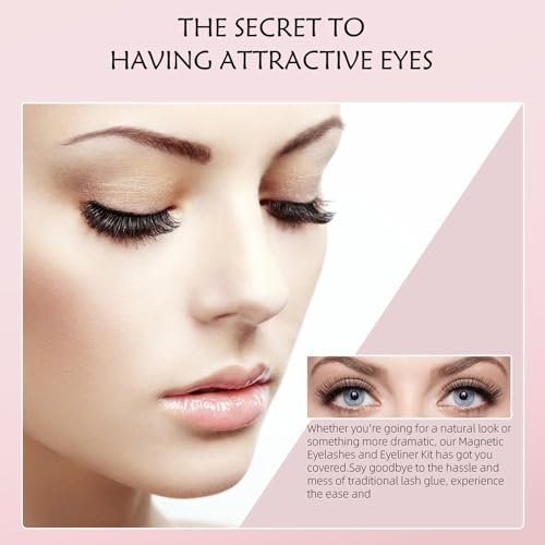 Magnetic Eyelashes Kit with Eyeliner - Natural Look Reusable 3D Faux Mink Lashes, No Glue Needed, Easy Application with Tweezers, 12 Pairs - görsel 14