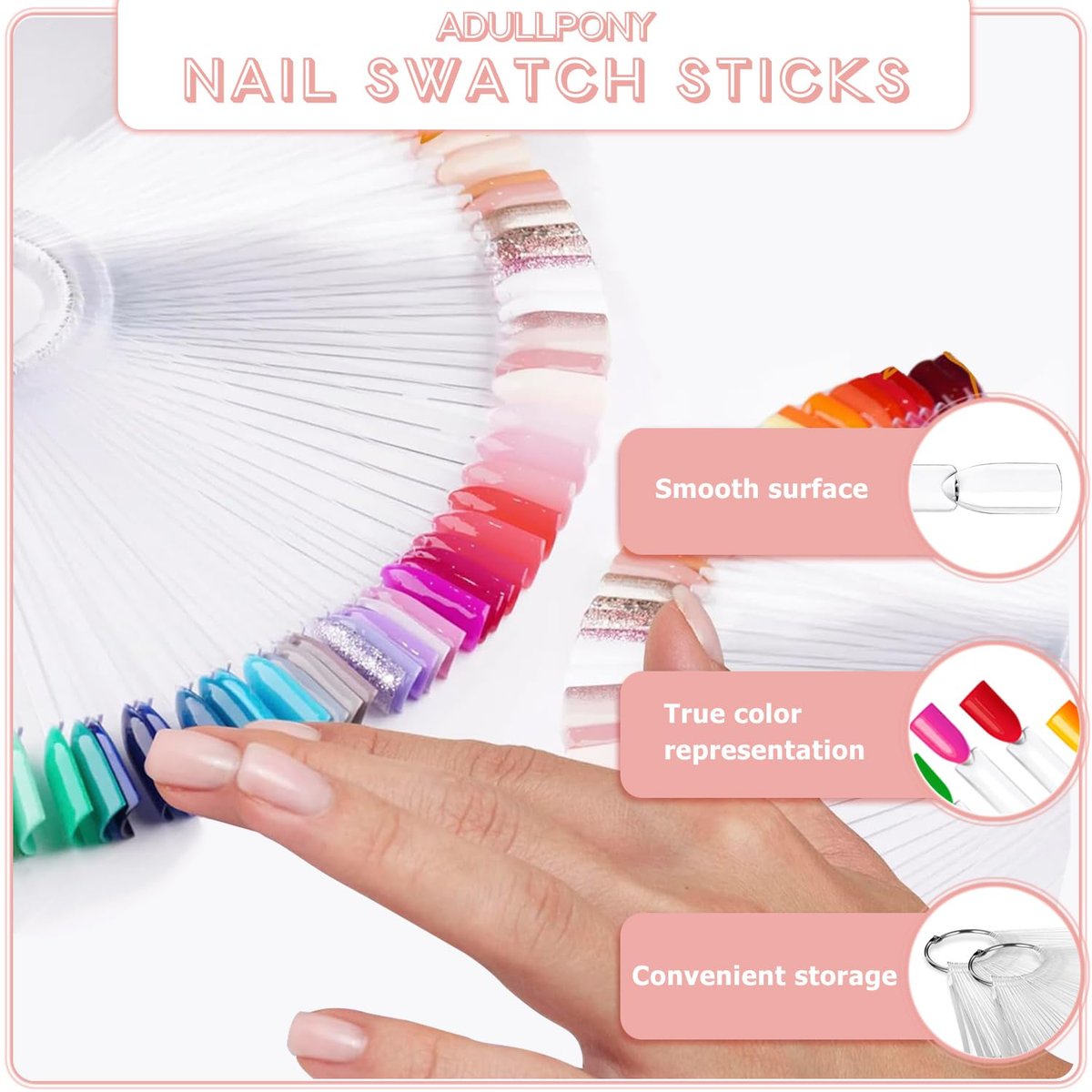 ADULLPONY 200-Pack Clear Nail Swatch Sticks for Gel Polish Display & Organization - görsel 5