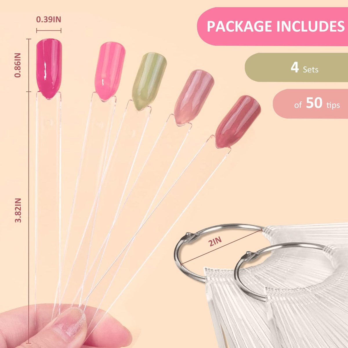 ADULLPONY 200-Pack Clear Nail Swatch Sticks for Gel Polish Display & Organization - görsel 3