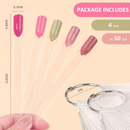 ADULLPONY 200-Pack Clear Nail Swatch Sticks for Gel Polish Display & Organization