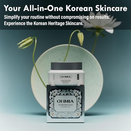 OHMIA Korean Anti-Aging & Firming Face Moisturizer - Lotus Multi Barrier Cream with Niacinamide & Rice - Soothing for Sensitive Skin - Fragrance-Free - 1.69 fl oz Avelisse