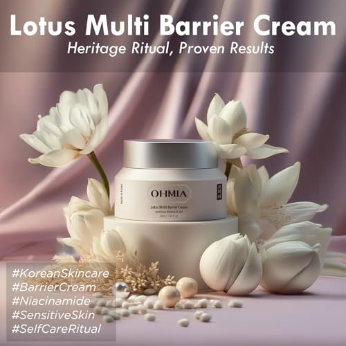 OHMIA Korean Anti-Aging & Firming Face Moisturizer - Lotus Multi Barrier Cream with Niacinamide & Rice - Soothing for Sensitive Skin - Fragrance-Free - 1.69 fl oz Avelisse