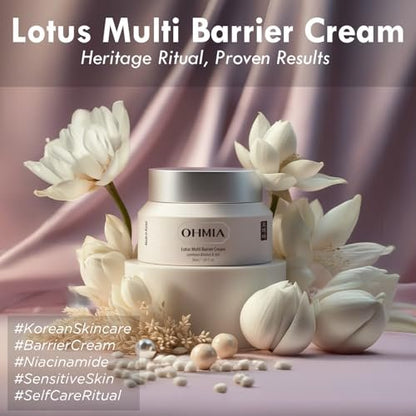 OHMIA Korean Anti-Aging & Firming Face Moisturizer - Lotus Multi Barrier Cream with Niacinamide & Rice - Soothing for Sensitive Skin - Fragrance-Free - 1.69 fl oz Avelisse