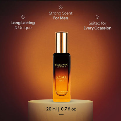 Bellavita Luxury GOAT Eau de Parfum for Men – Travel Size 20 ml – Citrus, Bergamot, Lily of the Valley & Amber Notes – Long-Lasting Men's Fragrance