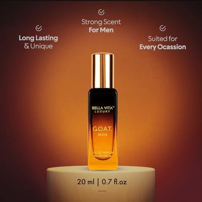 Bellavita Luxury GOAT Eau de Parfum for Men – Travel Size 20 ml – Citrus, Bergamot, Lily of the Valley & Amber Notes – Long-Lasting Men's Fragrance