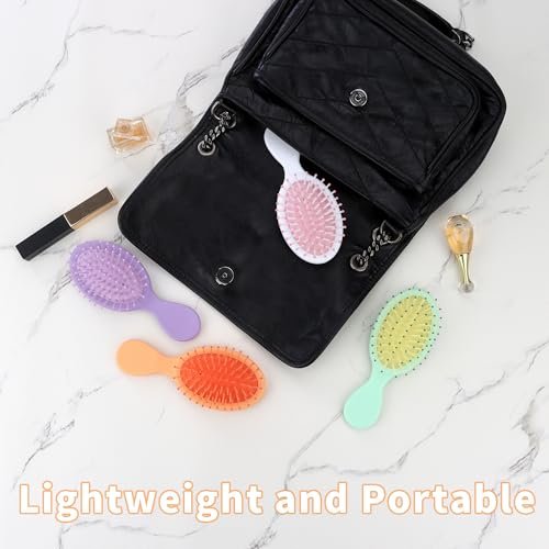12 Pack Mini Hair Brushes Bulk - Soft Bristle Travel Detangler Wet Hair Brush Pocket Size for Men Women (8 Colors) - görsel 8