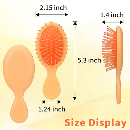 12 Pack Mini Hair Brushes Bulk - Soft Bristle Travel Detangler Wet Hair Brush Pocket Size for Men Women (8 Colors)