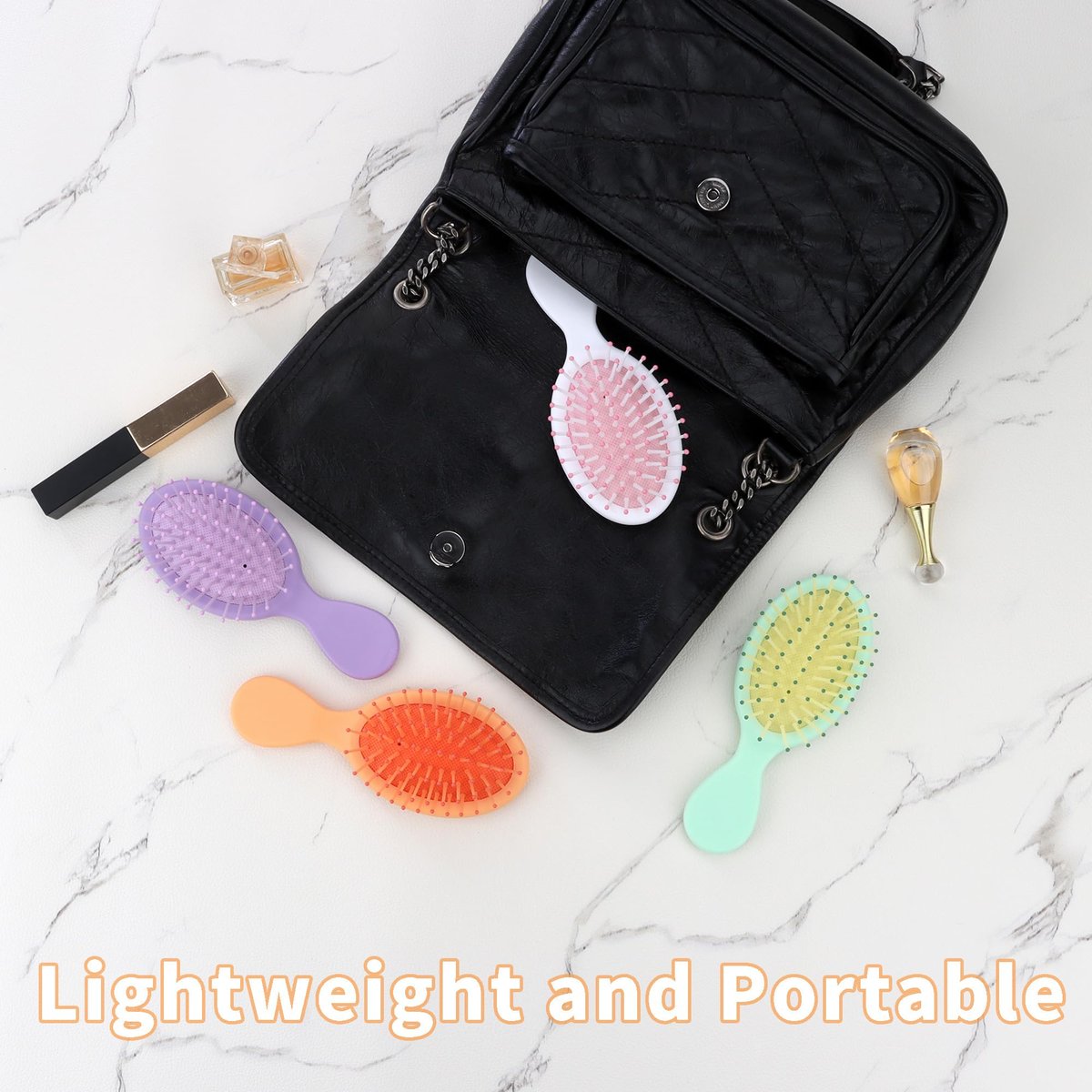 12 Pack Mini Hair Brushes Bulk - Soft Bristle Travel Detangler Wet Hair Brush Pocket Size for Men Women (8 Colors) - görsel 7