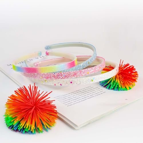 TKYPZY 6 Pack Glitter Headbands - Thin Sparkly Hairbands for Women, Non-Slip Plastic Head Bands, Colorful Rainbow Hair Accessories - görsel 8