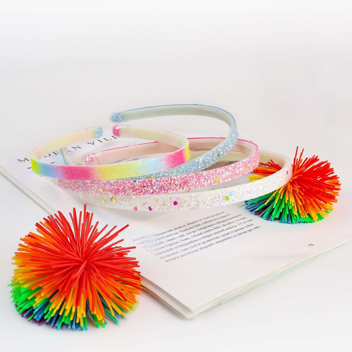 TKYPZY 6 Pack Glitter Headbands - Thin Sparkly Hairbands for Women, Non-Slip Plastic Head Bands, Colorful Rainbow Hair Accessories - görsel 7