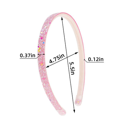 TKYPZY 6 Pack Glitter Headbands - Thin Sparkly Hairbands for Women, Non-Slip Plastic Head Bands, Colorful Rainbow Hair Accessories
