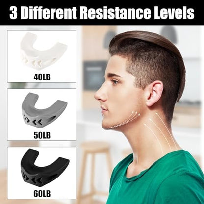 Jaw Trainer - Jawline Exerciser for Men & Women | 3 Resistance Levels for Beginner, Intermediate & Advanced Users