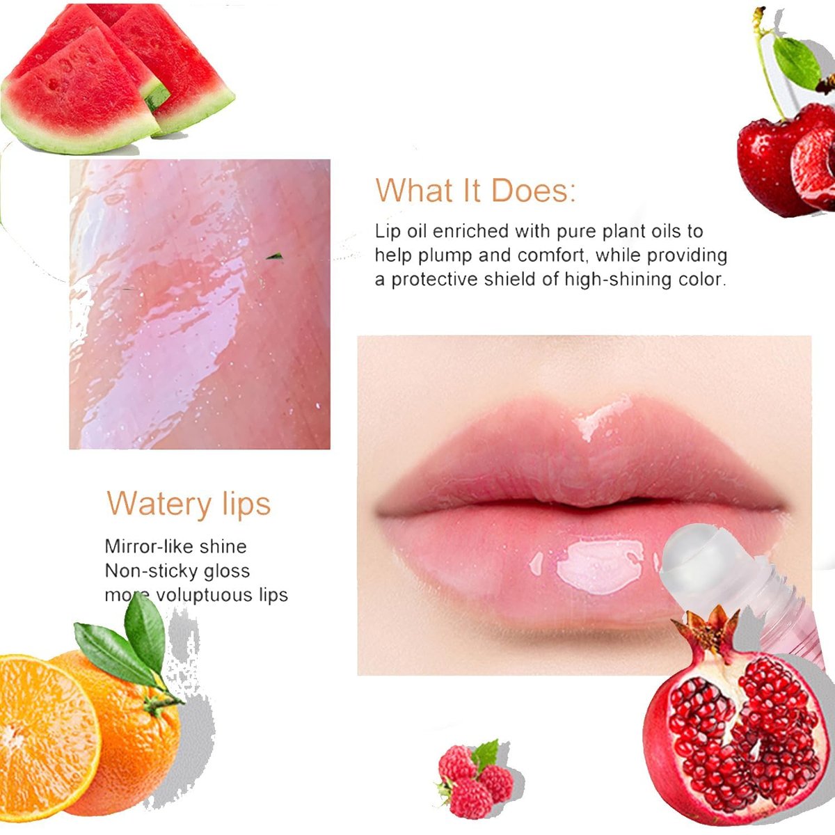 Bekoeen 6-Piece Roll-On Lip Gloss Set - Fruity Flavors Moisturizing Lip Oil, Transparent Plumping Lip Gloss for Kids, Party Gift - görsel 9
