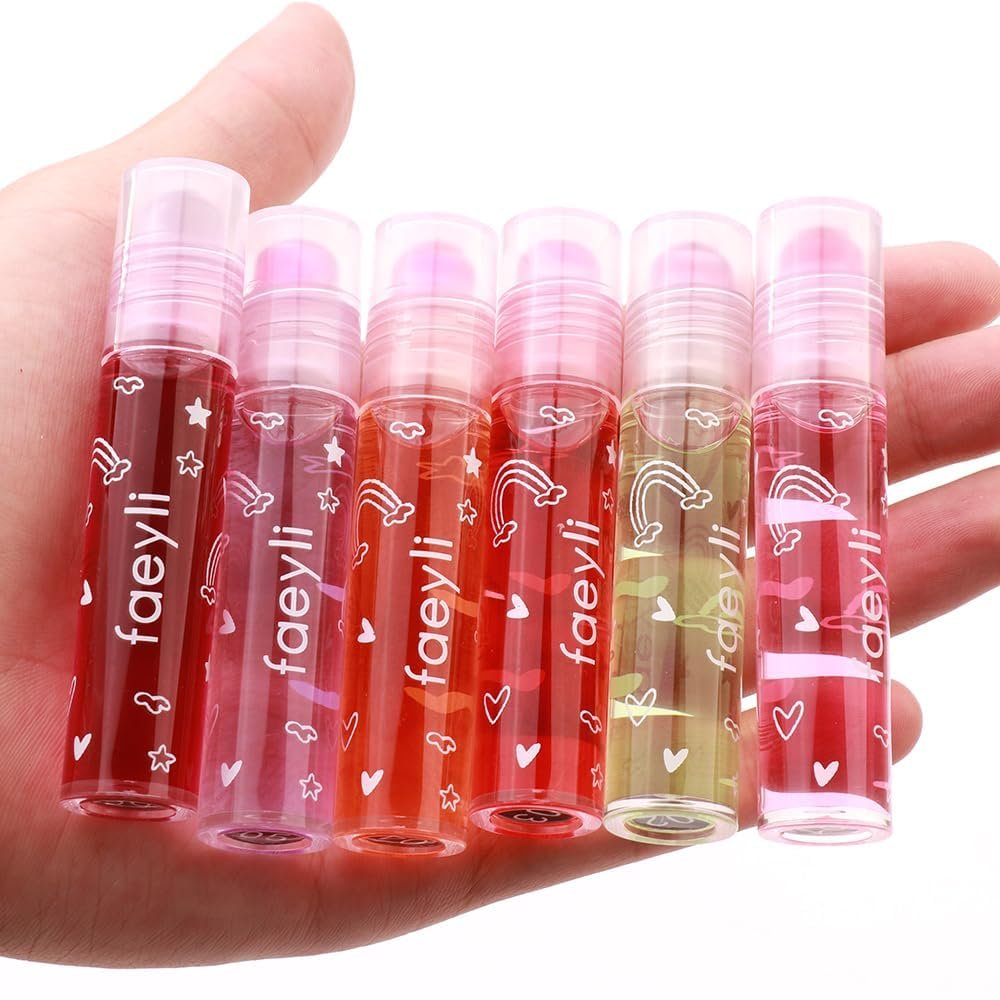 Bekoeen 6-Piece Roll-On Lip Gloss Set - Fruity Flavors Moisturizing Lip Oil, Transparent Plumping Lip Gloss for Kids, Party Gift - görsel 15