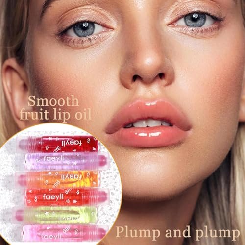 Bekoeen 6-Piece Roll-On Lip Gloss Set - Fruity Flavors Moisturizing Lip Oil, Transparent Plumping Lip Gloss for Kids, Party Gift - görsel 8