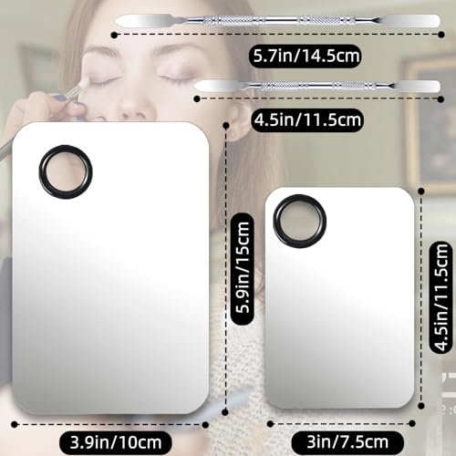 2-Piece Stainless Steel Makeup Mixing Palette Set with Spatula – Professional Makeup Artist Must-Have for Foundation, Eyeshadow & Nail Art - görsel 8