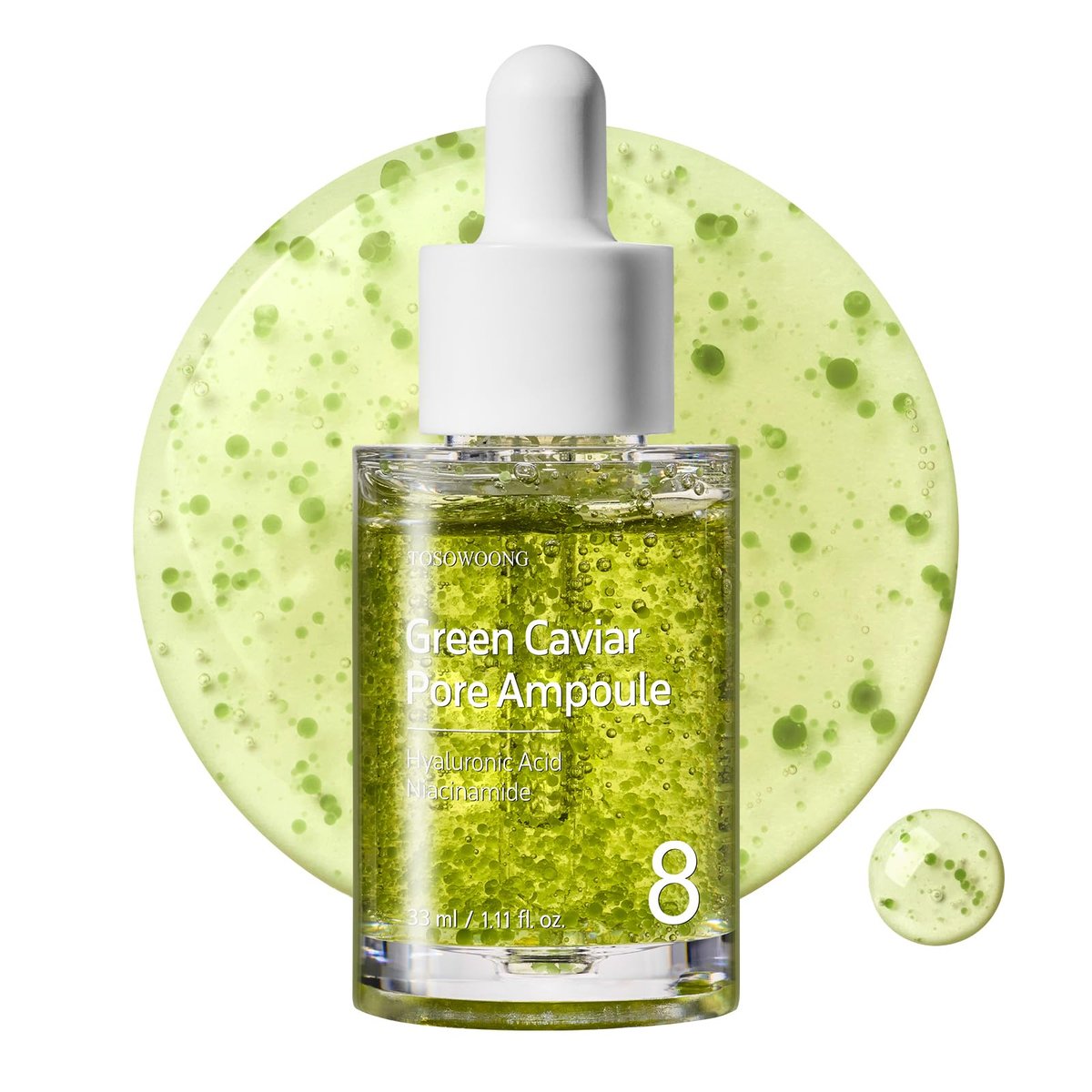 TOSOWOONG Green Caviar Pore Ampoule – 2,500ppm Green Caviar & Niacinamide for Pore Minimizing, Hydrating, Firming & Tightening – Korean Skin Care, 33ml Avelisse
