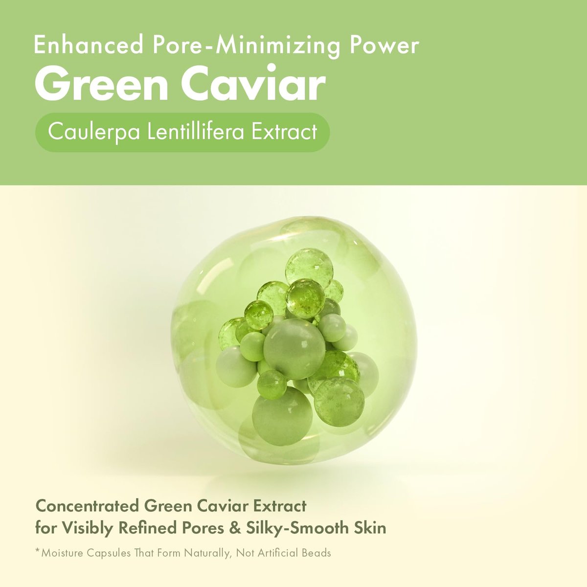 TOSOWOONG Green Caviar Pore Ampoule – 2,500ppm Green Caviar & Niacinamide for Pore Minimizing, Hydrating, Firming & Tightening – Korean Skin Care, 33ml Avelisse