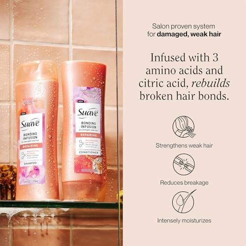 Suave Bonding Infusion Shampoo and Conditioner Set – Restorative Treatment for Dry, Damaged Hair, 12.6 fl oz Each Avelisse