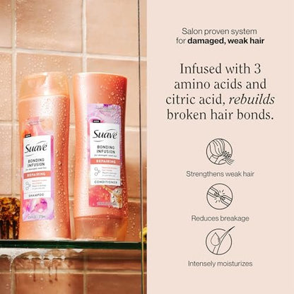 Suave Bonding Infusion Shampoo and Conditioner Set – Restorative Treatment for Dry, Damaged Hair, 12.6 fl oz Each Avelisse