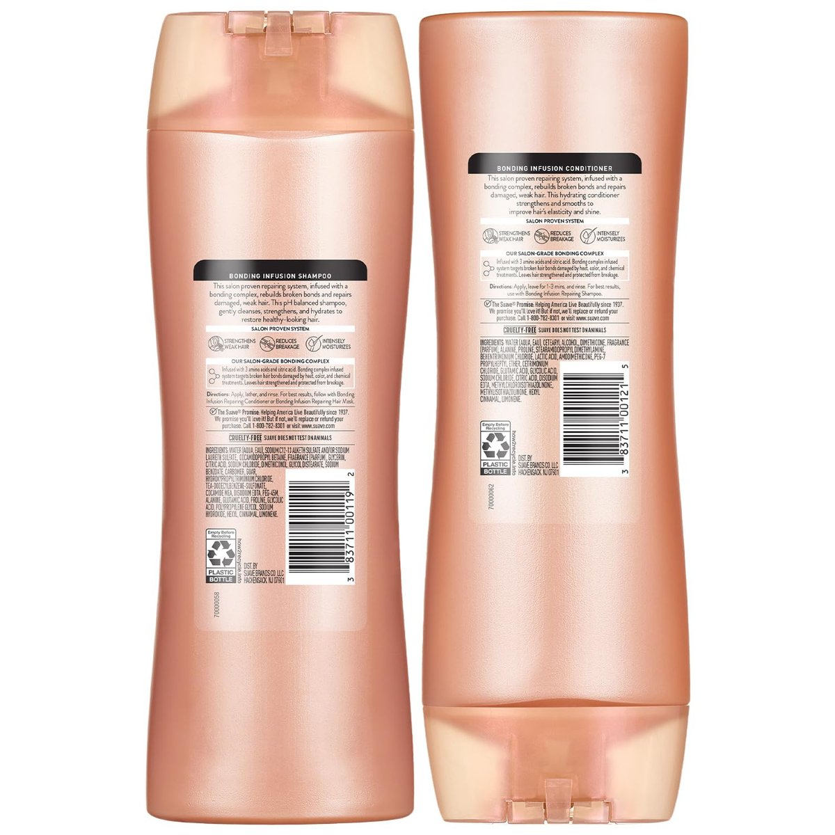 Suave Bonding Infusion Shampoo and Conditioner Set – Restorative Treatment for Dry, Damaged Hair, 12.6 fl oz Each Avelisse